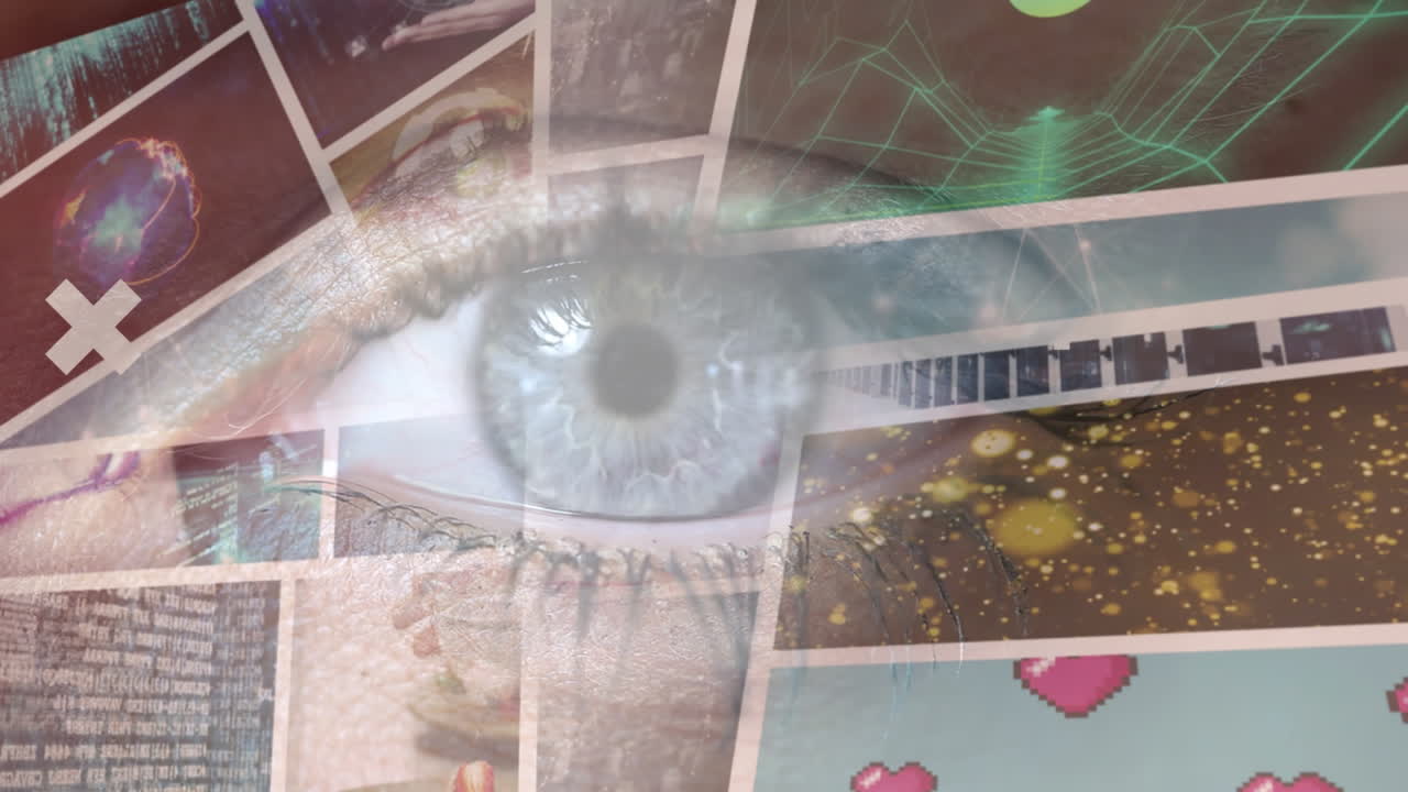 눈 위의 디지털 화면의 애니메이션