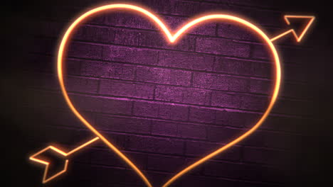 Neon-Valentine-heart-and-arrow-on-brick-wall