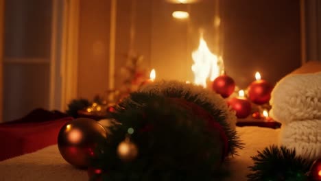 cozy christmas decor with fireplace and lights