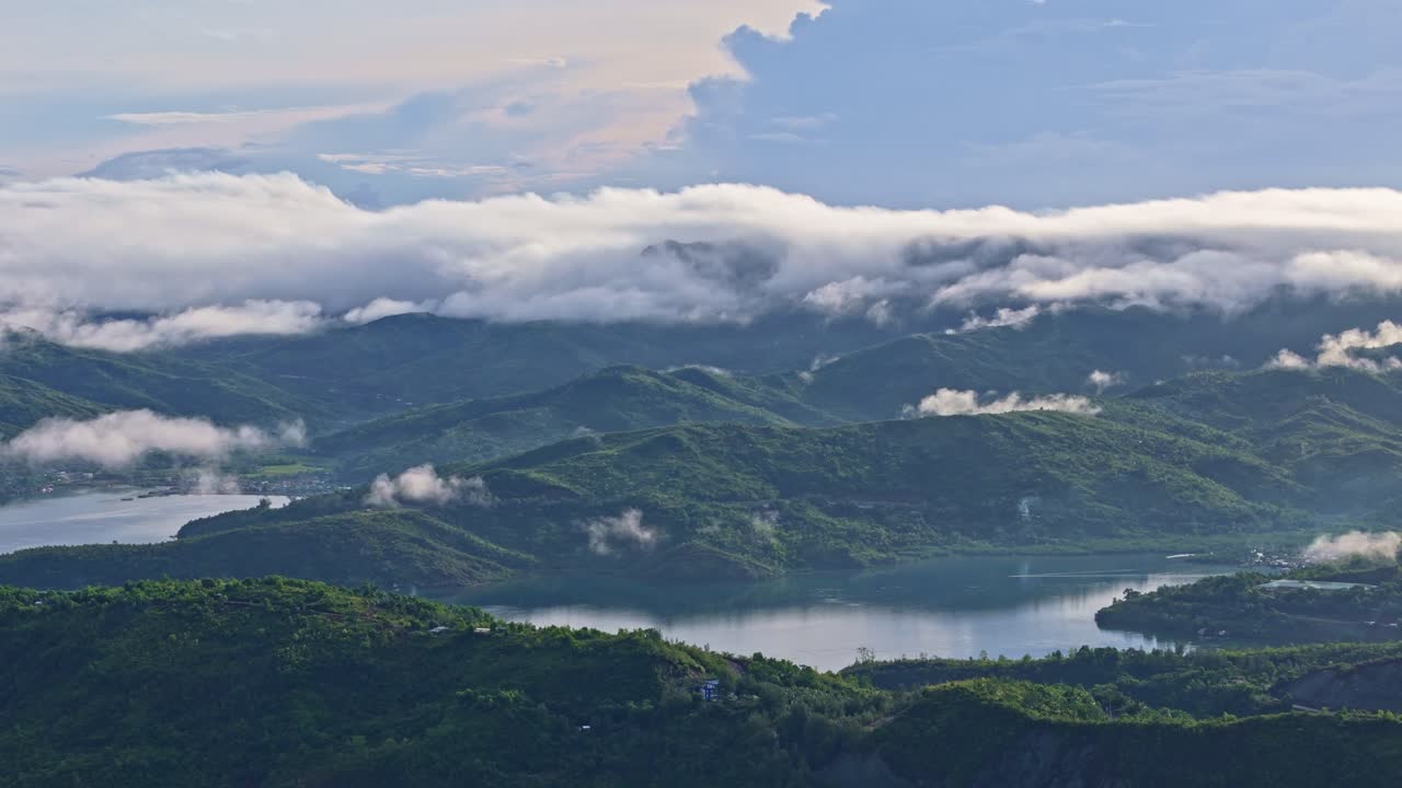 Early morning panoramic view over the landscape of Philippine Island of Dinagat.