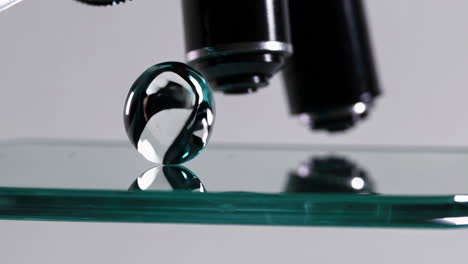 microscope examining a ring-shaped sample
