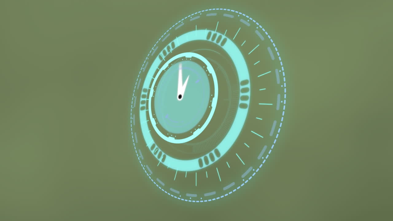 Animation of scope scanning with clock on green background