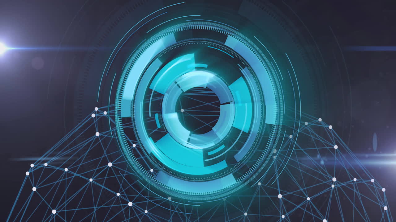 animazione della scansione dell'ambito su una rete di connessioni su sfondo nero