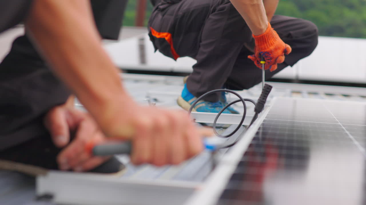 Solar Panel Installation on a Rooftop
