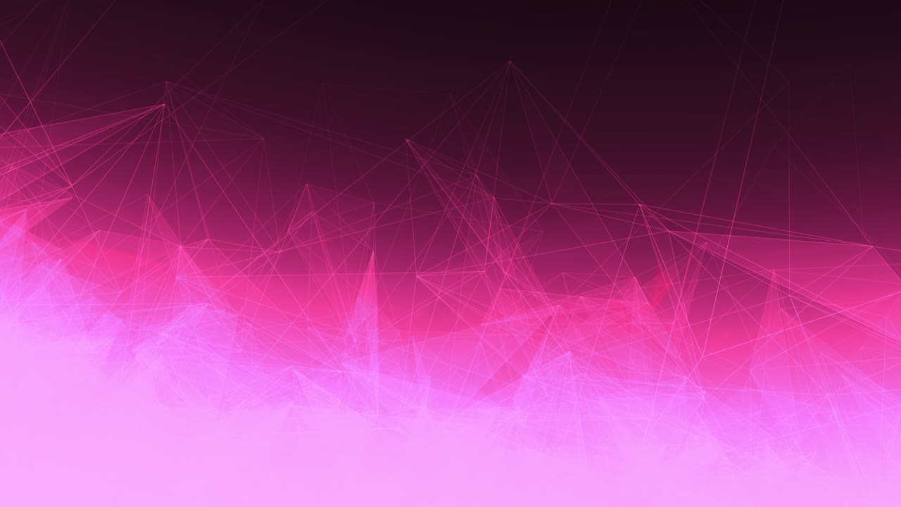 polígonos plexosos rosados en bucle abstractos en un fondo de gradiente oscuro