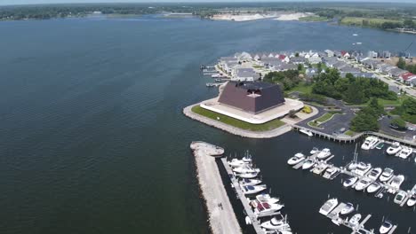 Drone-Shot-of-Beach-Front-City