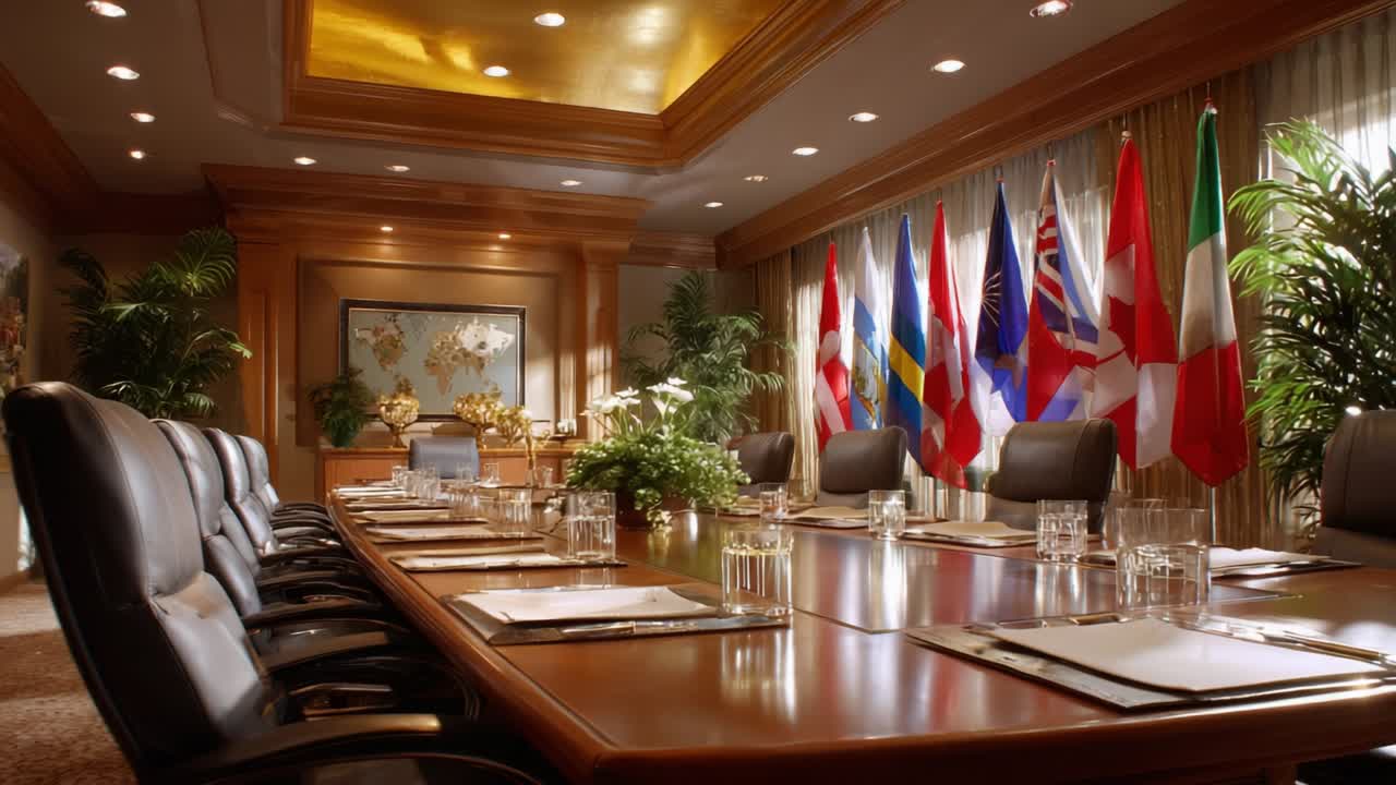 Conference Room with Flags