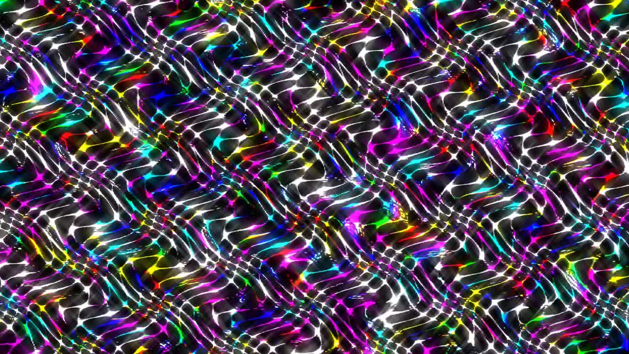 shining bright lines set wave motion, colorful, on black background