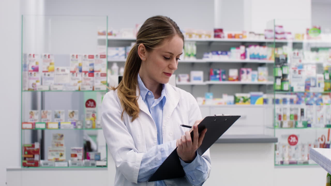 mujer joven, escritura, en, un, portapapeles