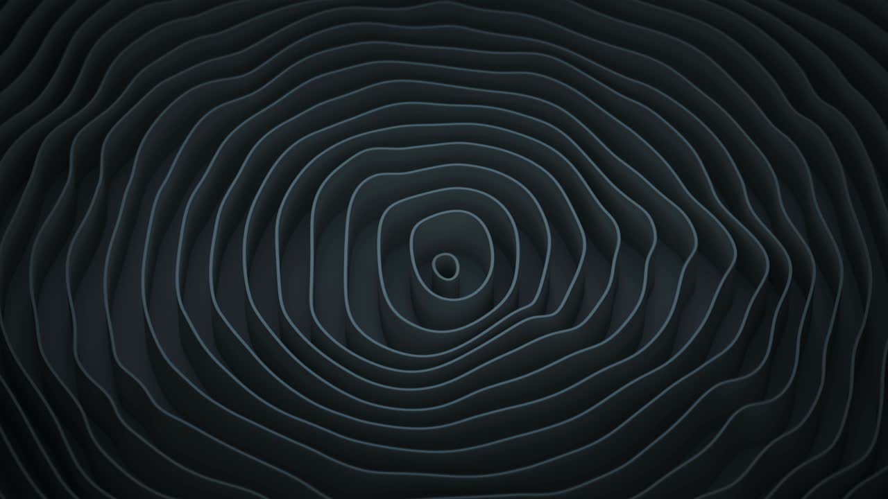 Black ripple rings 3D render seamless loop animation