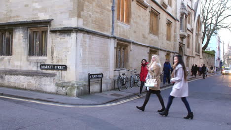 view along street in oxford city centre