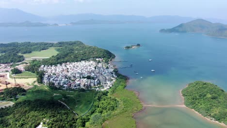 hong kong tseng tau tsuen waterfront houses, aerial view