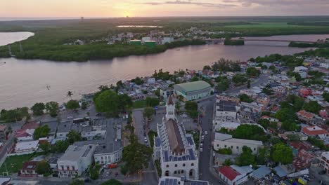 Aerial-View-Of-Catedral-San-Pedro-Apóstol-In-San-Pedro-de-Macorís,-Dominican-Republic