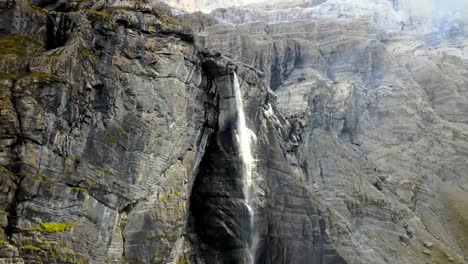 aerial views of the gavarnie waterfall in french pyrenees