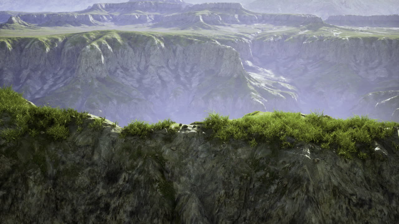 Majestic landscape showcasing rugged cliffs and vibrant greenery at sunrise