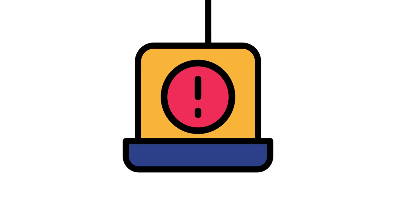 Animated Warning Light Icon with Exclamation Mark