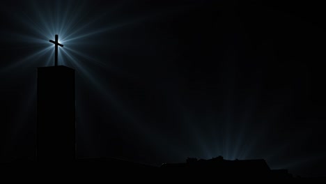 4k crucifix on top of mountain on dark or black background