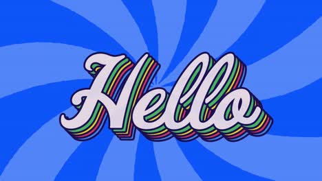 Animation-Eines-Hallo-Textbanners-Gegen-Radiale-Strahlen-In-Nahtlosem-Muster-Auf-Blauem-Hintergrund