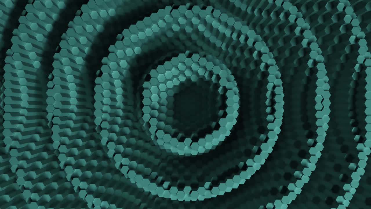 hexágono abstracto con efecto offset. animación de anillos hexágonos puros verdes. fondo abstracto para una presentación de negocios. bucle sin costuras de renderización 4k 3d.