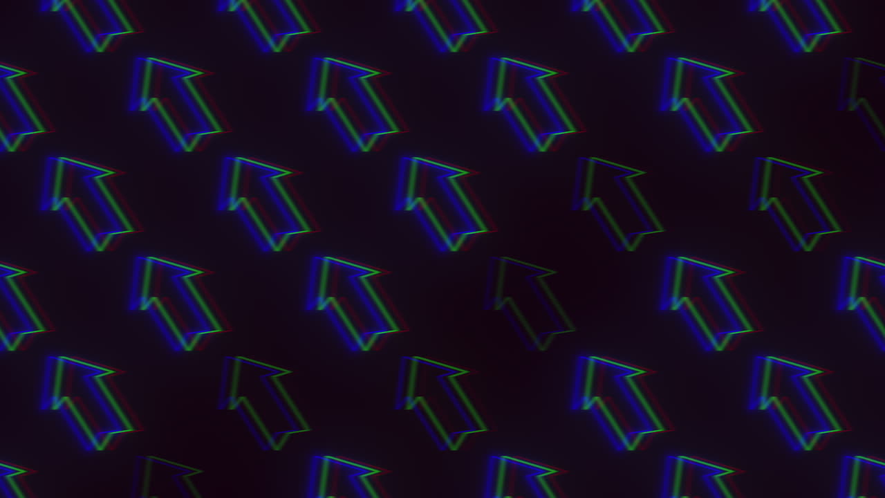 diseño geométrico con flechas azules y verdes que apuntan en diferentes direcciones