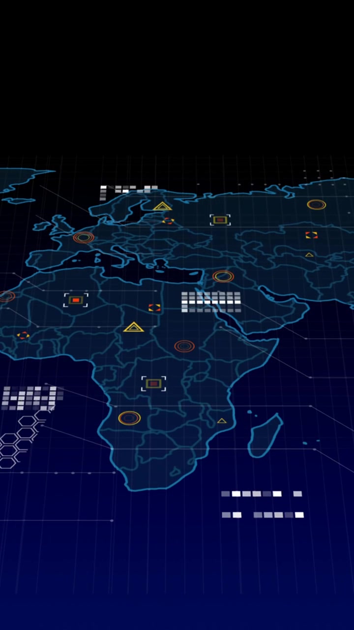 Animation of data processing over world map