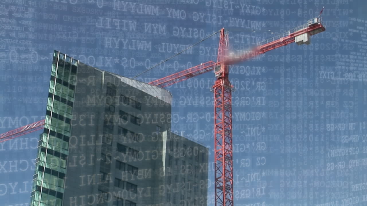 códigos binarios y grúa