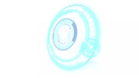 animation of clock moving fast and scope scanning on white background