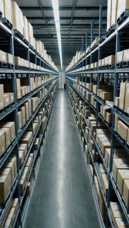 warehouse interior with pallet racks and boxes