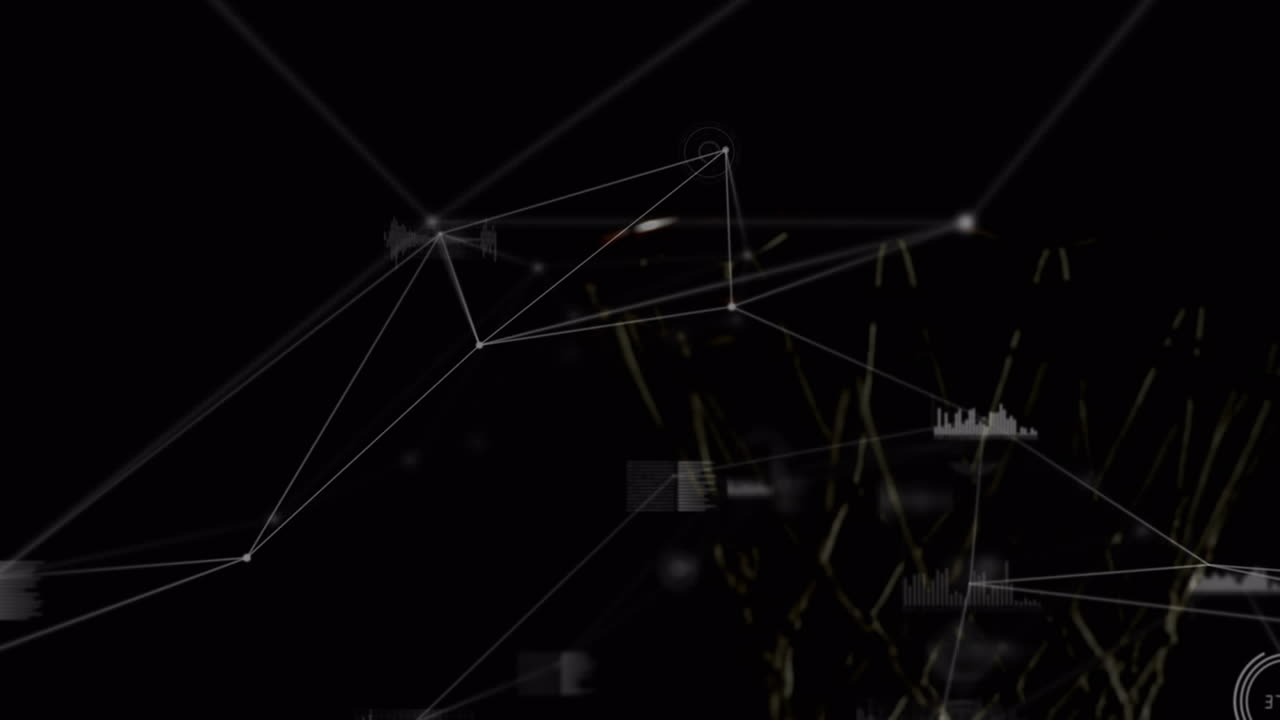 체육관에서 두 인종의 남자 농구 선수에 대한 연결 네트워크의 애니메이션