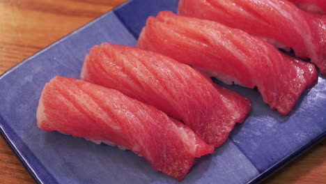 japanese cuisine. a tuna fillet sushi on plate