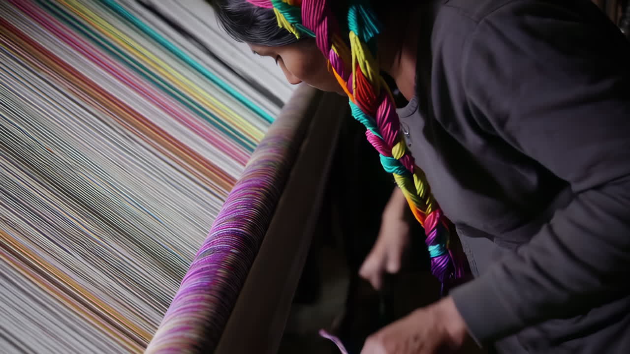 Woman Weaving on a Loom