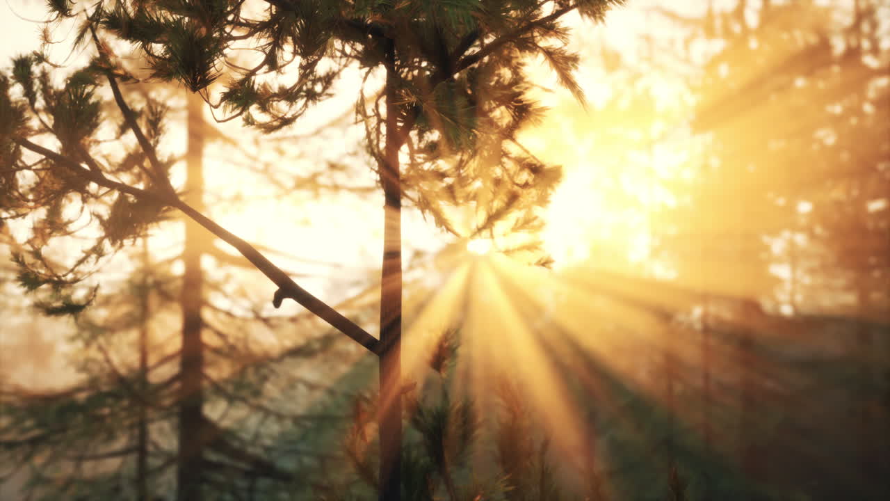 сосновый лес золотого часа