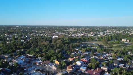 Drone-images-and-panning-over-Merlo,-suburbs-of-Buenos-Aires,-Argentina