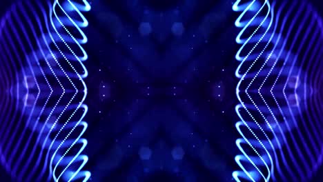 4k en bucle de ciencia ficción 3d fondo abstracto. partículas azules brillantes forman líneas, estructuras simétricas. para presentaciones de vacaciones, ceremonias como diseño de movimiento de bucle vj