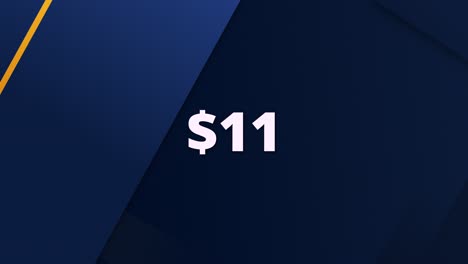 flat design animation showing a digital price of $11. designed for marketing videos, online stores, or sales promos