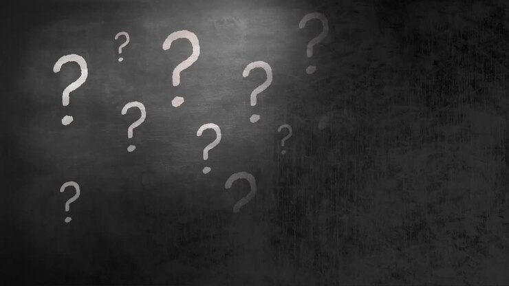 Animation of white falling question mark over dark background