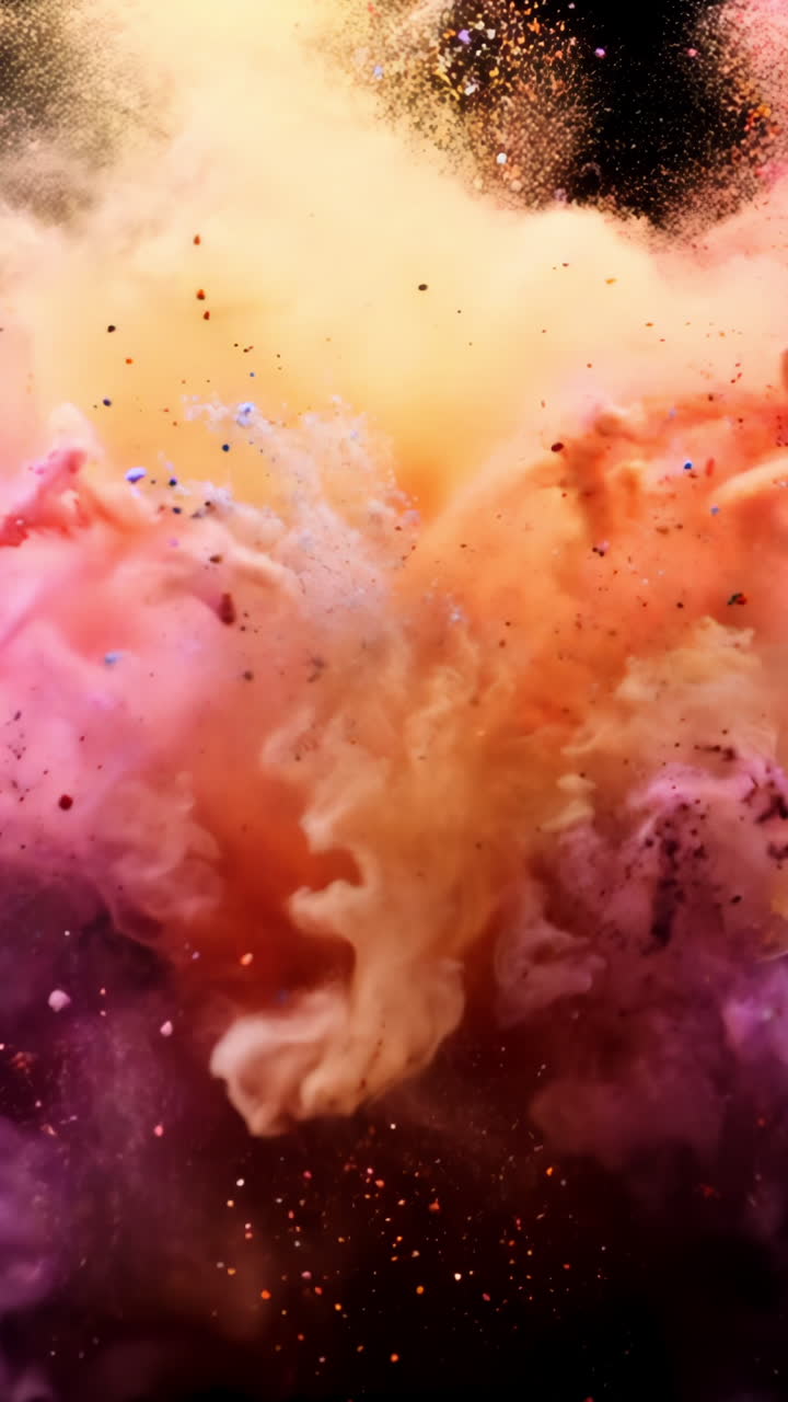 A colorful explosion of smoke and fire. The colors are bright and vibrant, creating a sense of energy and excitement. The image is dynamic and visually striking, drawing the viewer's attention