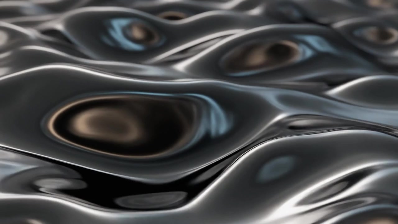Abstract Liquid Metal Surface with Smooth Rippling Waves