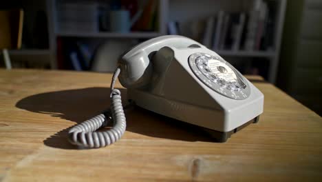 old telephone on table