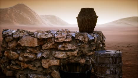 old stone water well in the desert