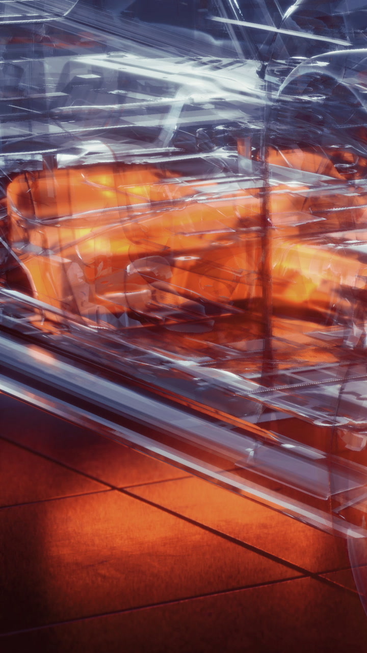 Light reflections on a metallic surface during a night setting