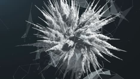 animation of a monochrome explosion of a powder.