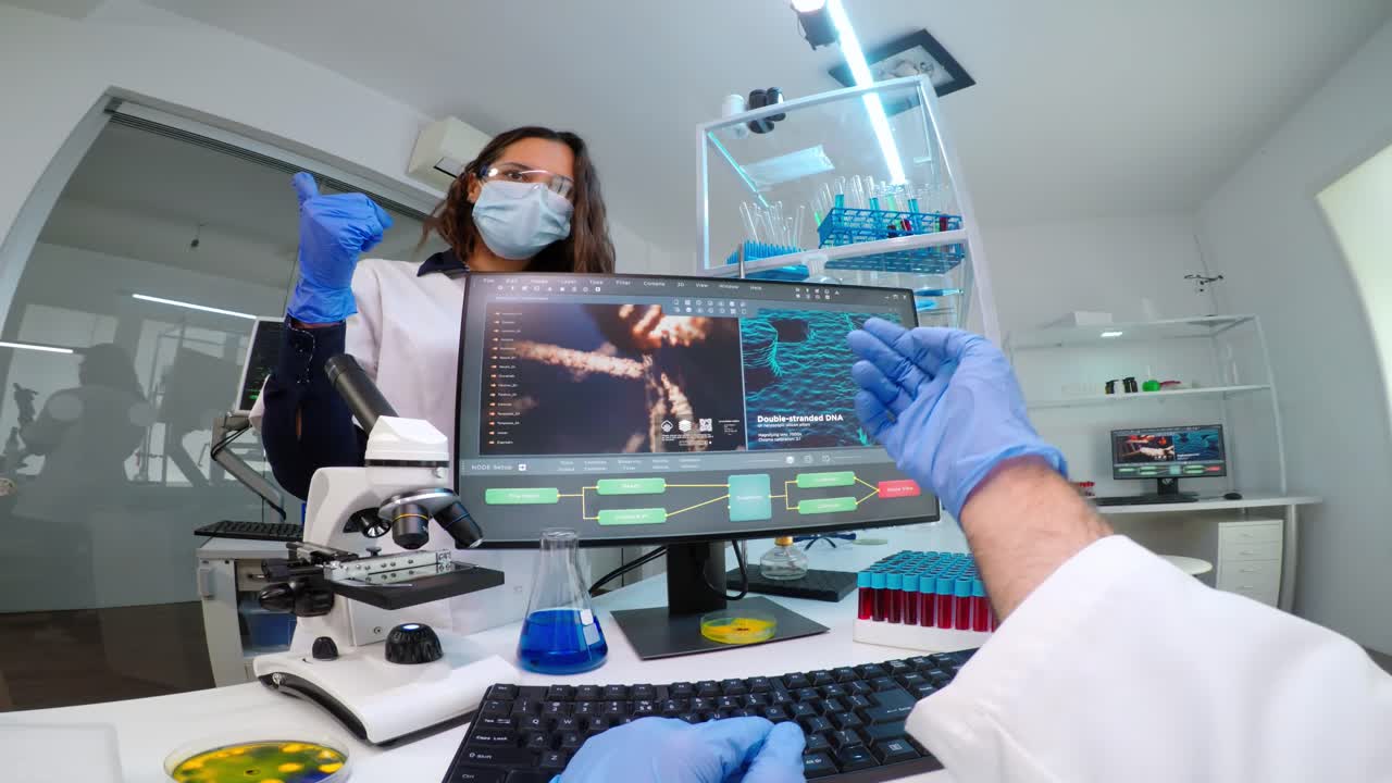 Scientists conducting research in a laboratory