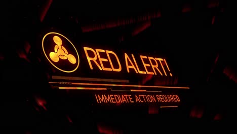 animation of red alert sign and text on black background