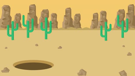 la mujer de negocios cae en el agujero. el fondo del desierto. el concepto de riesgo. ilustración de bucle en estilo plano.