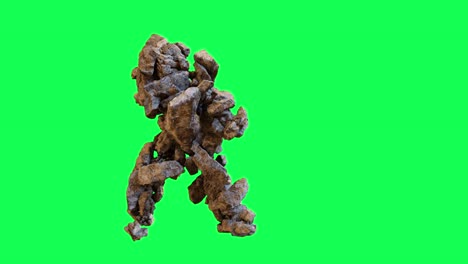 animación en bucle de monstruo de piedra bailando, baile de hip hop, pantalla verde, renderizado en 3d