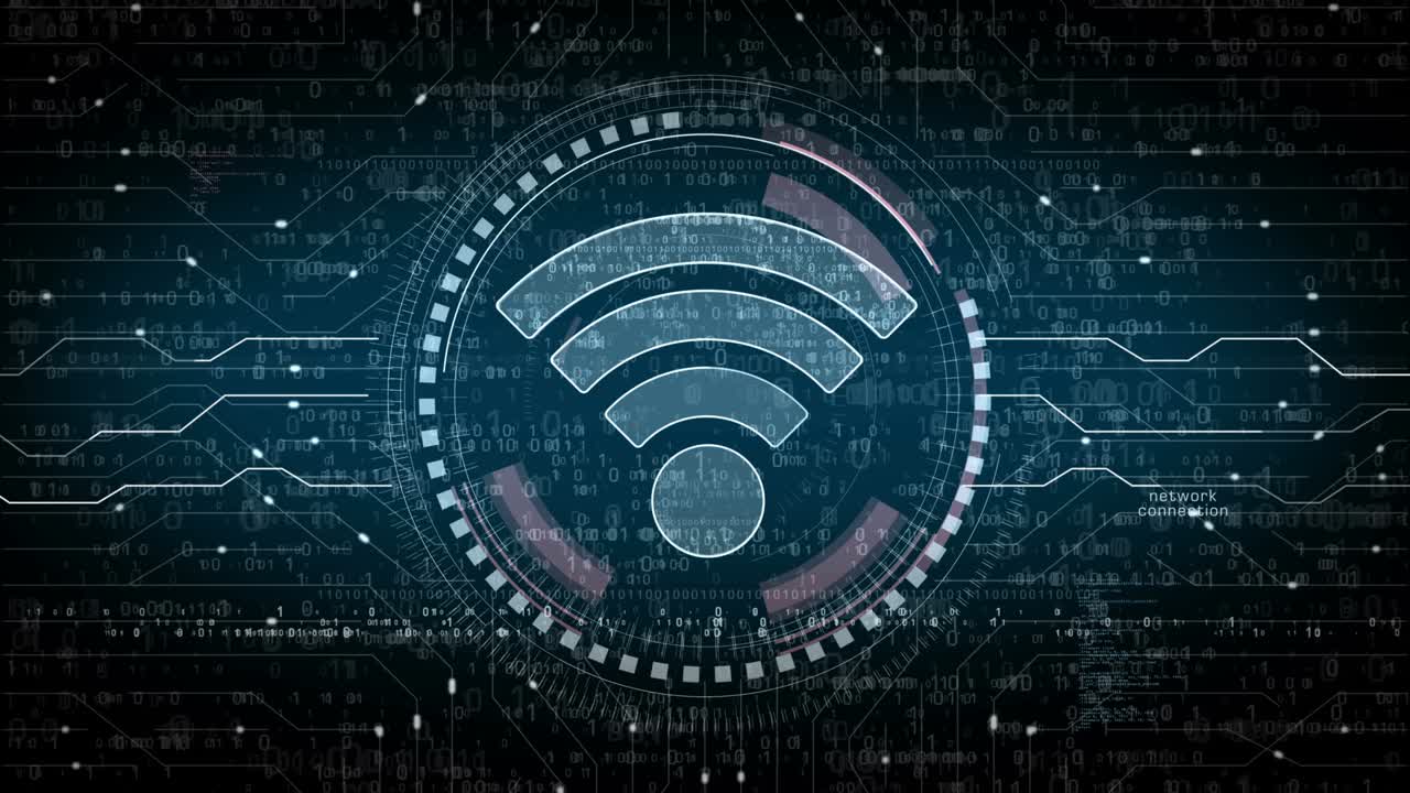 Simbolo di comunicazione di rete mobile Wifi, concetto digitale in loop