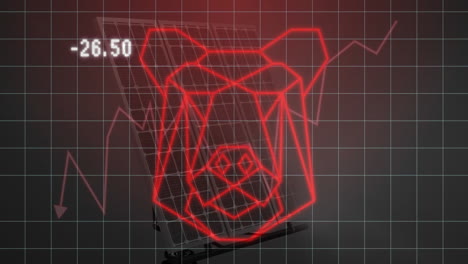 animación del mercado de oso con gráfico rojo y -26