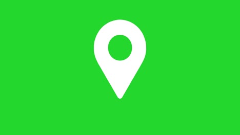 señal de ubicación - puntero del mapa marca de alfiler blanco señal que rebota en la pantalla verde