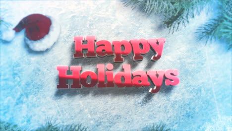 Happy-Holidays-text-with-green-tree-branches-and-toys